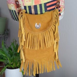Authentic Suede Fringed Leather Crossbody